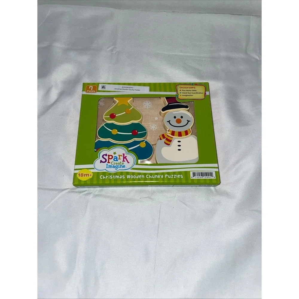 Spark Create Imagine Christmas Wooden Chunky Puzzles 7 Piece Set Toddler 18m+